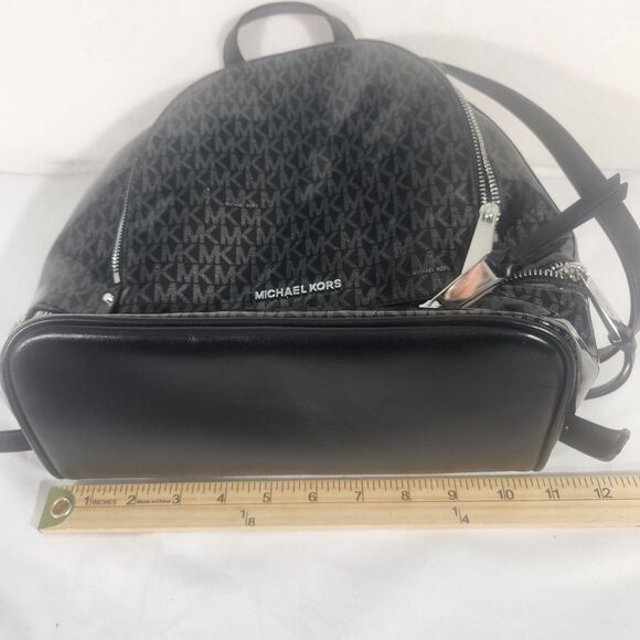 Michael Kors Black Signature Glossy XS Rhea Convertible Backpack Crossbody Bag